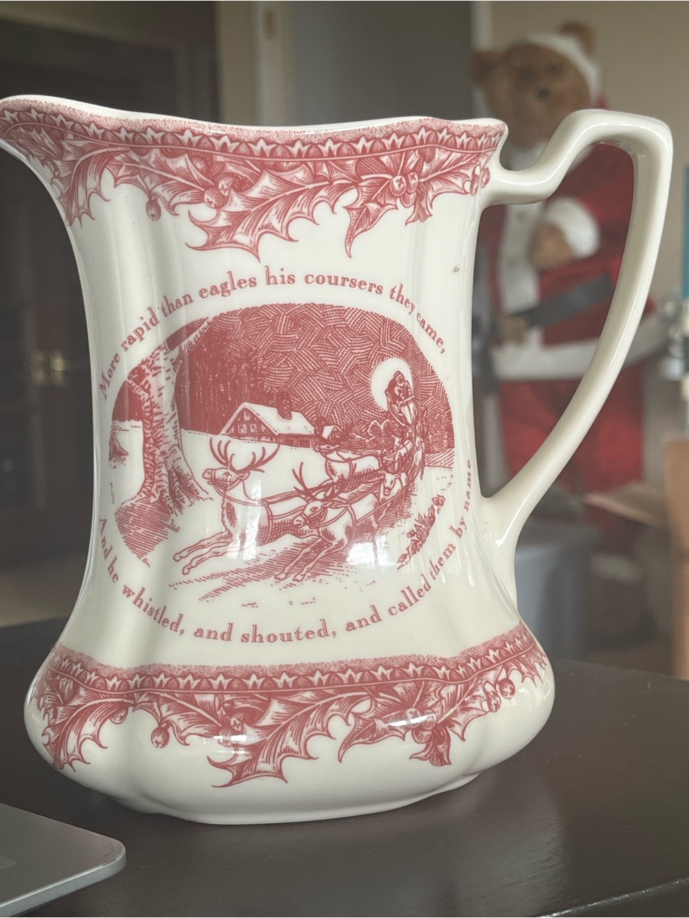 Johnson Brothers White and Red 'Twas The Night' Holiday Pitcher - Picture 2 of 4
